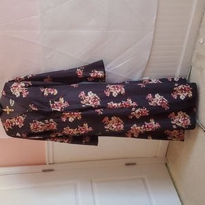 Women Black Floral long robe with Belle sleeves